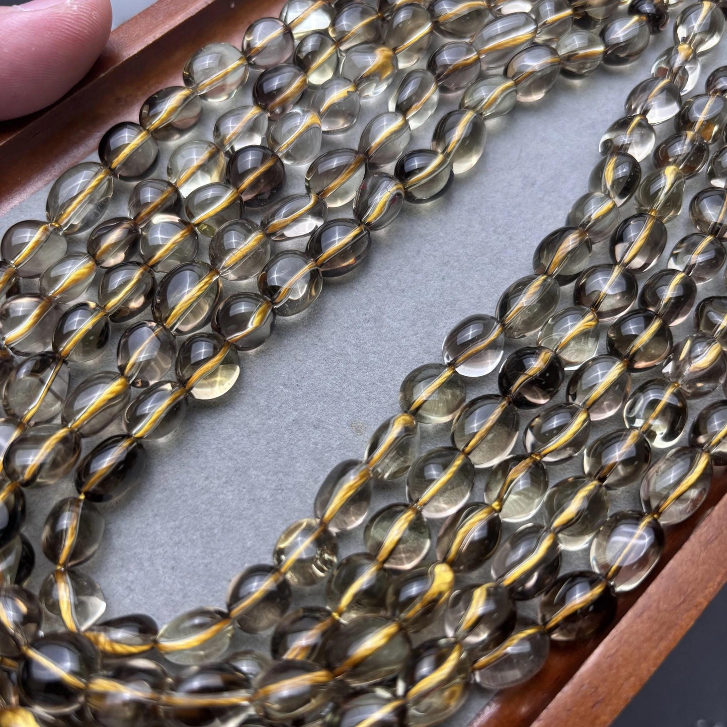 Natürliche Rauchzitronen Olivenform Perlen poliert transparent Edelstein Strang DIY Schmuckherstellung große Nugget Perlen 38cm