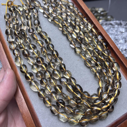 Natürliche Rauchzitronen Olivenform Perlen poliert transparent Edelstein Strang DIY Schmuckherstellung große Nugget Perlen 38cm