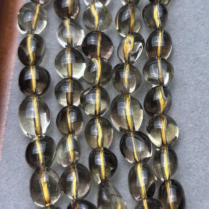 Natürliche Rauchzitronen Olivenform Perlen poliert transparent Edelstein Strang DIY Schmuckherstellung große Nugget Perlen 38cm