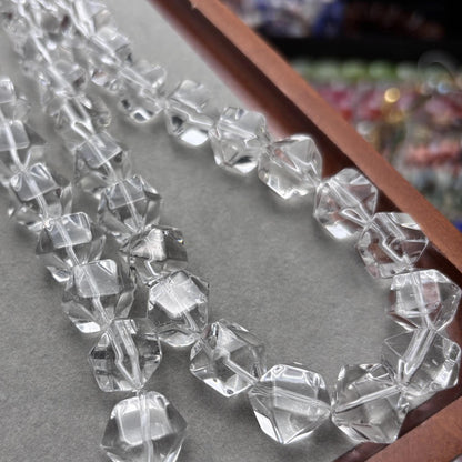 Natürliche klare Bergkristall Faceted Chunky Nugget Perlen Strang für DIY Schmuckherstellung Halskette Armband 38cm große Kristallperlen