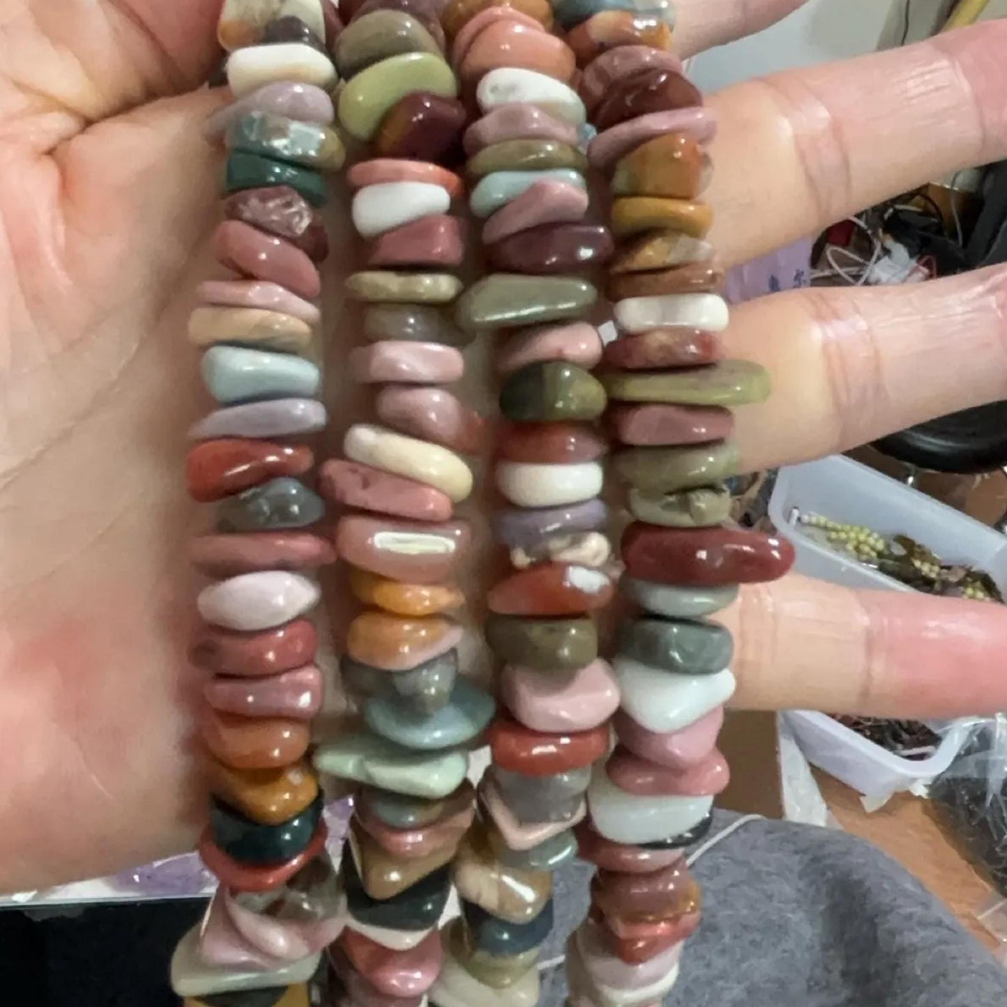 Natürliche Alxa Achat Perlen, bunte freie Scheiben Nuggets, seitlich gebohrte Chips, glatt polierte Edelsteine, DIY Schmuckherstellung