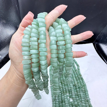 Grüne Aventurin Spacer Beads – Natürliche runde Scheibenperlen für Schmuckherstellung – Glatt poliert, DIY Halbedelstein