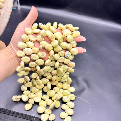 Natürliche Tropfenform Jaspis Perlen für DIY Schmuck Grüngelbe Teardrop Edelsteine, poliert, ca. 47 Stück pro Strang, Boho Stil Bastelperlen
