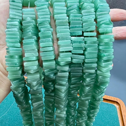 Polierte grüne Aventurin Rechteck-Perlen – Natürliche Edelstein-Stäbchen für DIY-Schmuck, flache Abstandshalter, Boho-Stil Bastelbedarf