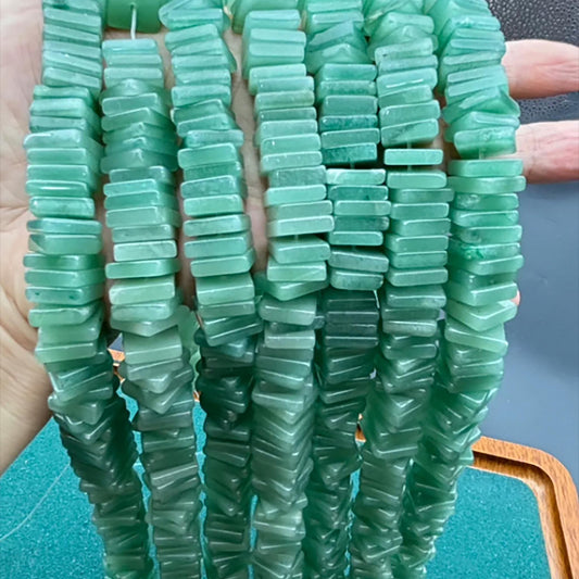 Polierte grüne Aventurin Rechteck-Perlen – Natürliche Edelstein-Stäbchen für DIY-Schmuck, flache Abstandshalter, Boho-Stil Bastelbedarf