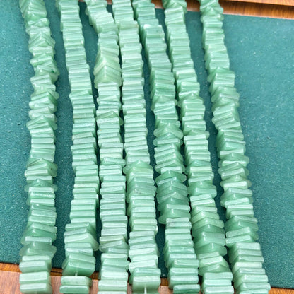 Polierte grüne Aventurin Rechteck-Perlen – Natürliche Edelstein-Stäbchen für DIY-Schmuck, flache Abstandshalter, Boho-Stil Bastelbedarf