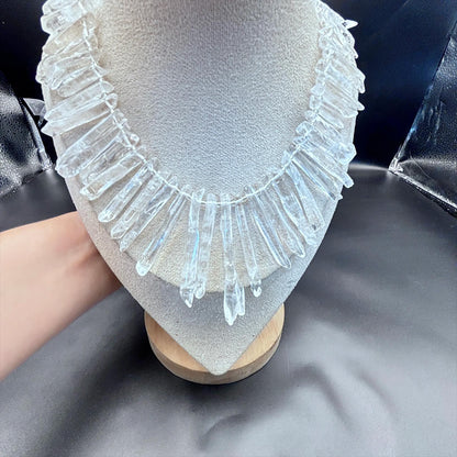 Rohspitzen Weißer Bergkristall – Natürliche Kristallspitzen für Kettenanhänger, Heilsteine DIY Schmuck, Raw Crystal Pendant Beads