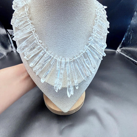 Rohspitzen Weißer Bergkristall – Natürliche Kristallspitzen für Kettenanhänger, Heilsteine DIY Schmuck, Raw Crystal Pendant Beads