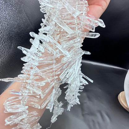 Rohspitzen Weißer Bergkristall – Natürliche Kristallspitzen für Kettenanhänger, Heilsteine DIY Schmuck, Raw Crystal Pendant Beads