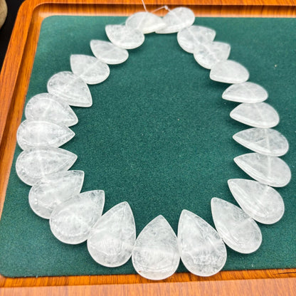 Weißer Bergkristall Tropfenperlen Strang, natürliche Herz Tropfen Schmucksteine poliert, große Quarzperlen für DIY Schmuckherstellung