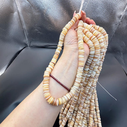 Natürliche Muschel Heishi Perlen, flache Scheiben Spacer, ultra dünne Boho Beads für DIY Schmuckherstellung, Strand Stil Perlenset