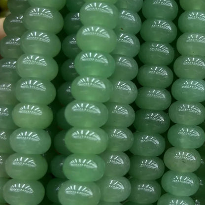 Natürliche grüne Aventurin Rondell Perlen, polierte geschnitzte Gebetsperlen mit Mittelbohrung, Edelstein Strang für DIY Schmuckdesigns