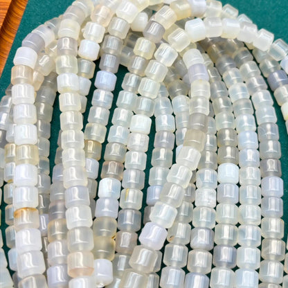 Weiße Achat Heishi Perlen, natürliche Edelsteinrädchen für DIY Schmuck, glänzende Rondelle Perlenstränge für Armbänder & Halsketten