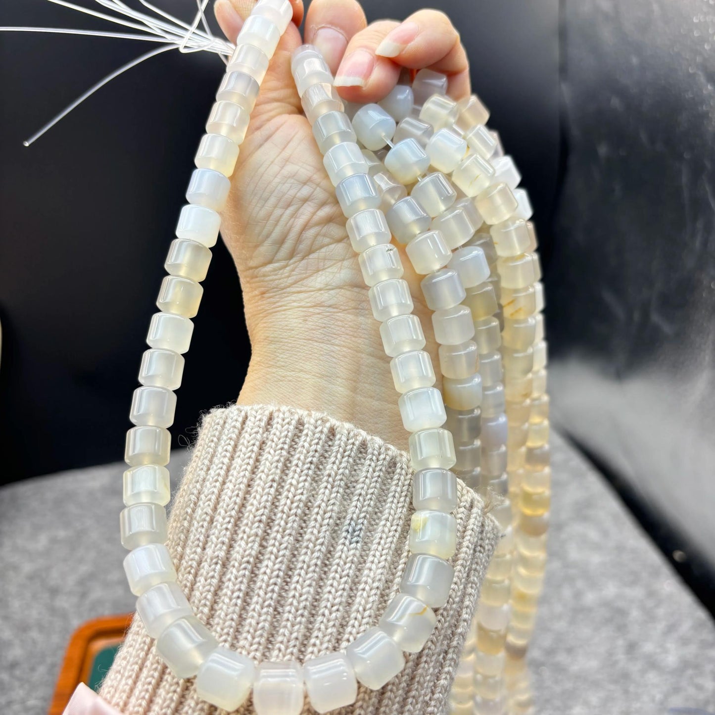 Weiße Achat Heishi Perlen, natürliche Edelsteinrädchen für DIY Schmuck, glänzende Rondelle Perlenstränge für Armbänder & Halsketten