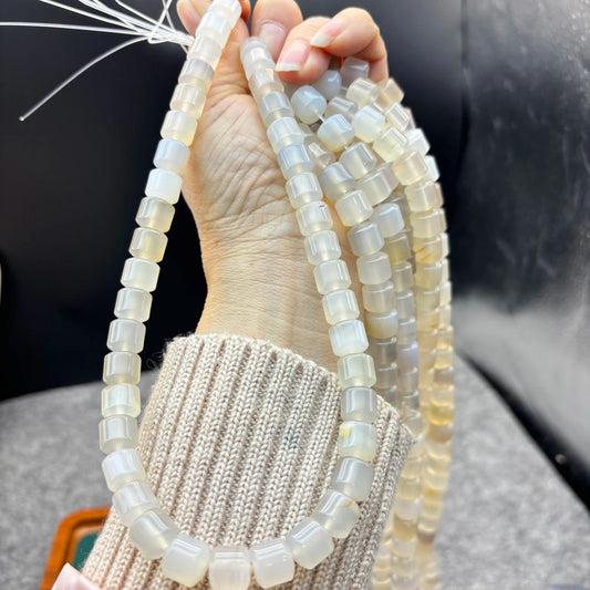 Weiße Achat Heishi Perlen, natürliche Edelsteinrädchen für DIY Schmuck, glänzende Rondelle Perlenstränge für Armbänder & Halsketten