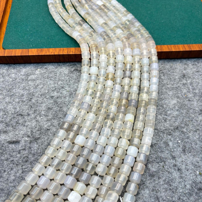 Weiße Achat Heishi Perlen, natürliche Edelsteinrädchen für DIY Schmuck, glänzende Rondelle Perlenstränge für Armbänder & Halsketten