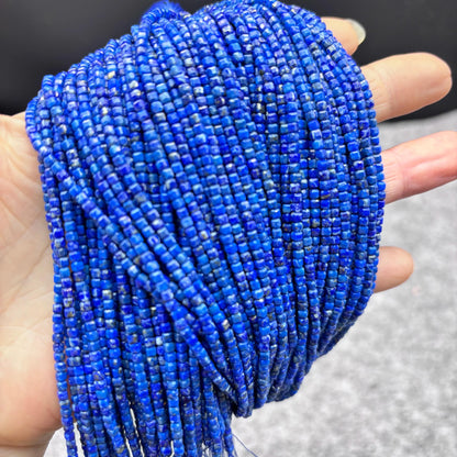 Natürliche Lapislazuli Mikroperlen, 2.2 mm runde polierte Edelsteinperlen mit Mittelbohrung für zarten DIY Schmuck