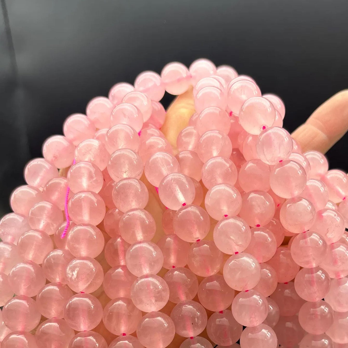 Sanfte rosa Rosenquarz Perlen für DIY-Schmuck – Runde Edelsteinperlen poliert, ideal für Armbänder, Halsketten, romantische Designs