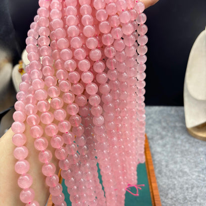 Sanfte rosa Rosenquarz Perlen für DIY-Schmuck – Runde Edelsteinperlen poliert, ideal für Armbänder, Halsketten, romantische Designs