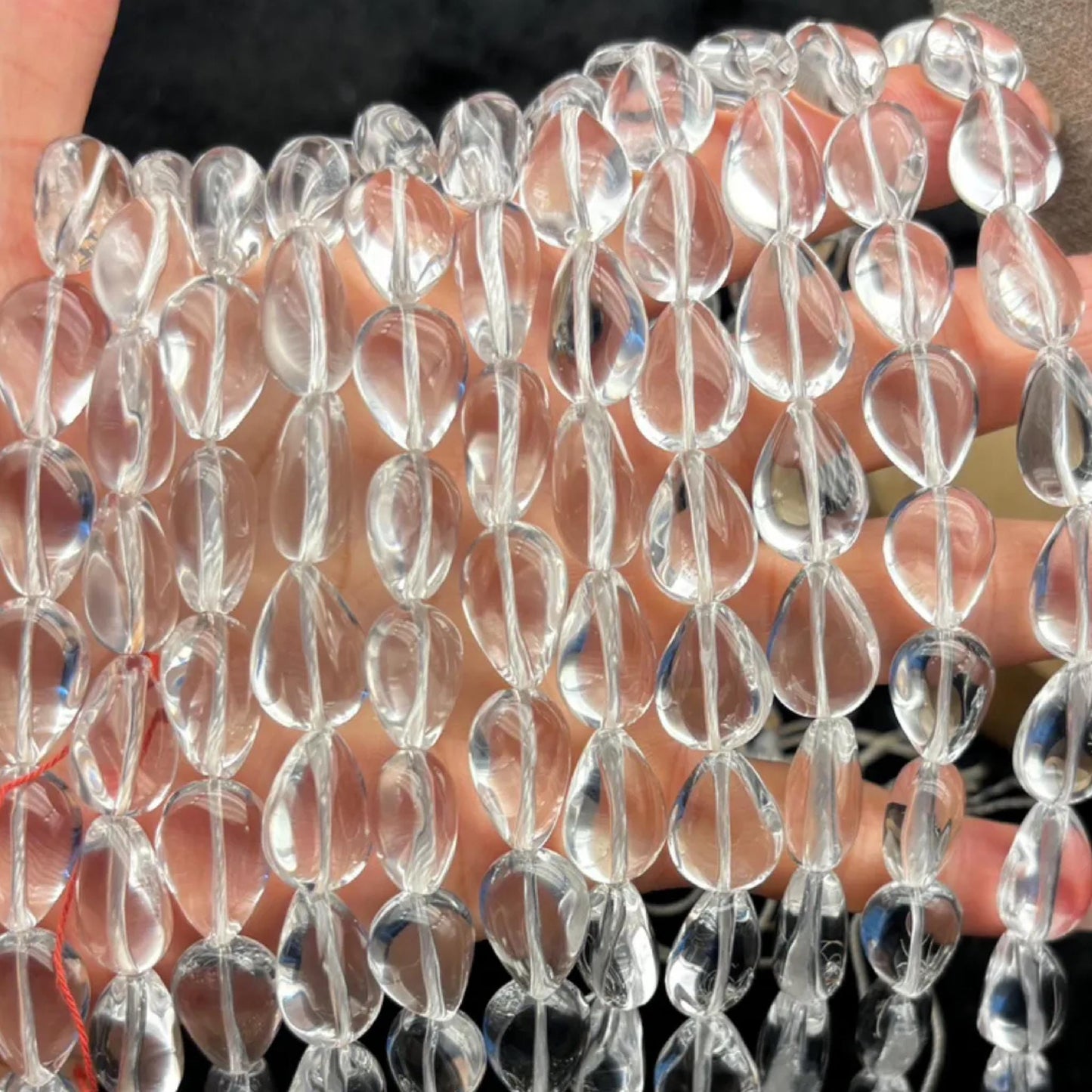 Natürliche klare Quarz-Tropfenperlen – Polierte Kristallperlen für DIY-Schmuck, Ohrringe, Ketten & Armbänder, Tropfenform ca. 11×16mm