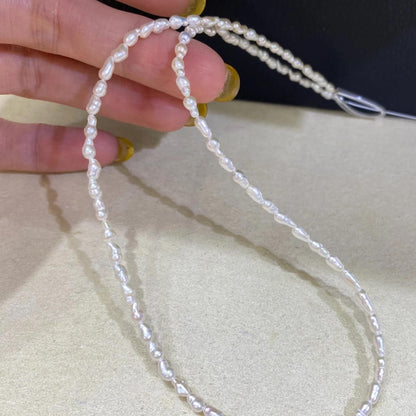 Kleine weiße Barock Süßwasserperlen, unregelmäßige Perlenstränge zum Basteln, seitlich gebohrt, DIY Schmuckzubehör, Mini Naturperlen