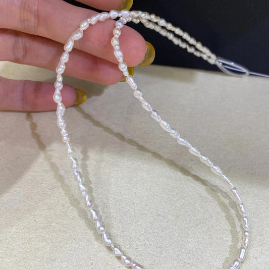 Kleine weiße Barock Süßwasserperlen, unregelmäßige Perlenstränge zum Basteln, seitlich gebohrt, DIY Schmuckzubehör, Mini Naturperlen