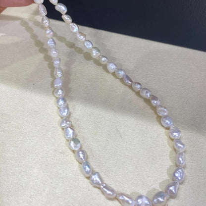 Weiße Barock Süßwasserperlen, unregelmäßige Naturperlenstränge, handgefertigte DIY Perlen, seitlich gebohrt, chunky Perlen für Schmuck