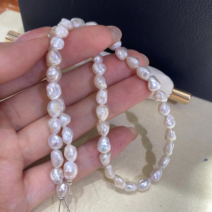 Weiße Barock Süßwasserperlen, unregelmäßige Naturperlenstränge, handgefertigte DIY Perlen, seitlich gebohrt, chunky Perlen für Schmuck