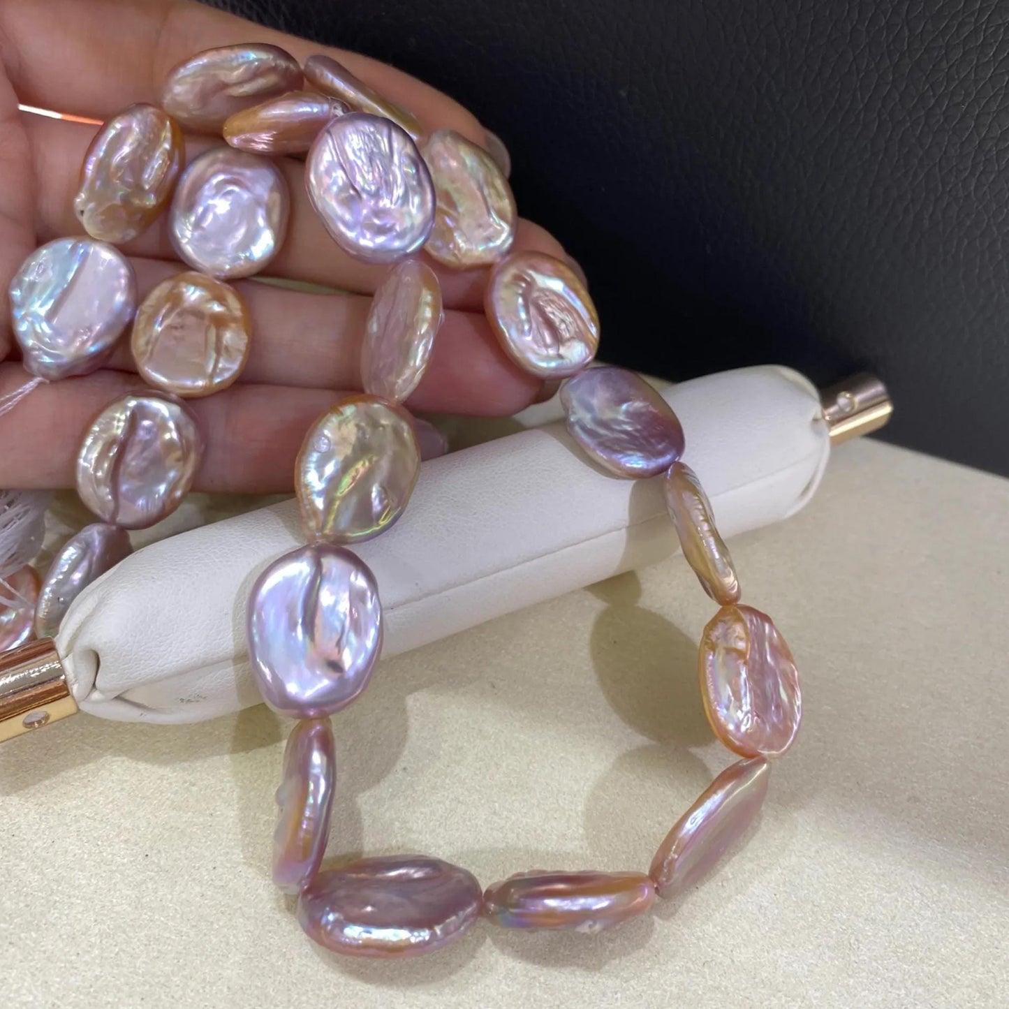 Natürliche Barock Coin Perlen, flache runde Süßwasserperlen rosa-lila, große unregelmäßige Edelsteinperlen für DIY Schmuckherstellung