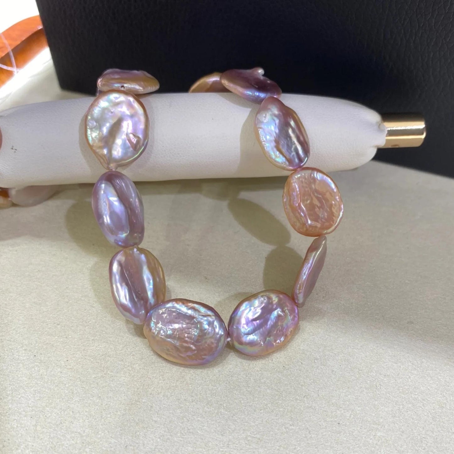 Natürliche Barock Coin Perlen, flache runde Süßwasserperlen rosa-lila, große unregelmäßige Edelsteinperlen für DIY Schmuckherstellung