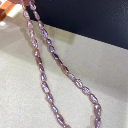 Rosa-lavendelfarbene Nugget-Perlen – Natur Süßwasserperlen mit irisierendem Glanz, handverlesene DIY Perlenkette für Schmuckherstellung