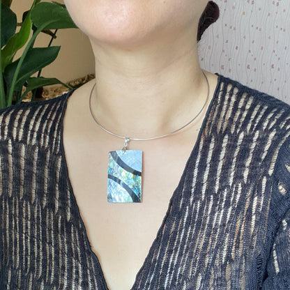 Minimalist Mother of Pearl Necklace | Rectangular Shell Pendant | Stainless Steel Choker | Elegant Jewelry Gift for Her