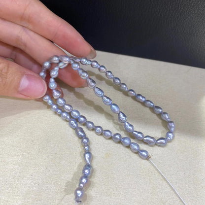Gefärbte graue Süßwasser-Barockperlen, unregelmäßige Nugget-Perlen, Natur-Perlenstrang für DIY Schmuckherstellung und Handarbeiten