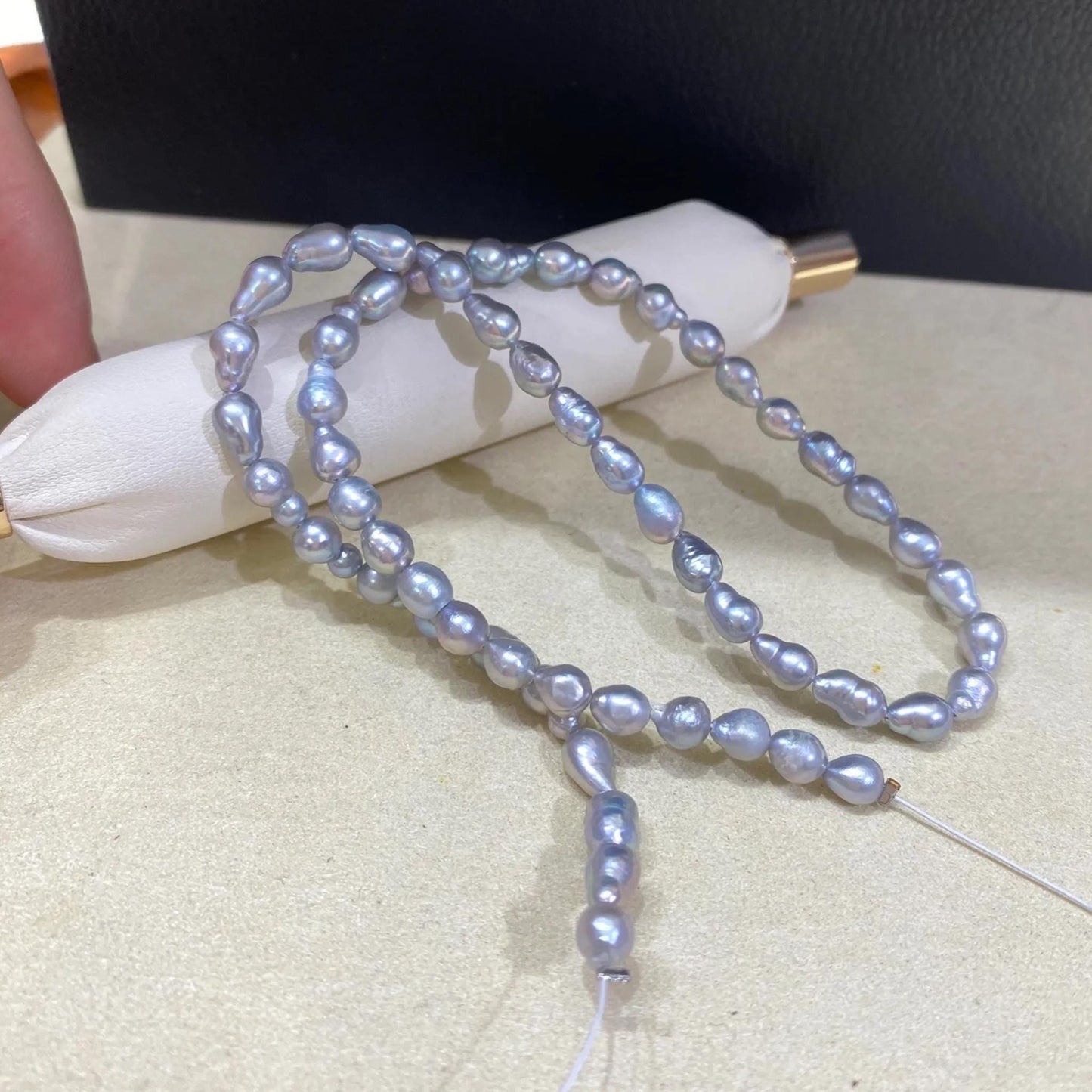 Gefärbte graue Süßwasser-Barockperlen, unregelmäßige Nugget-Perlen, Natur-Perlenstrang für DIY Schmuckherstellung und Handarbeiten