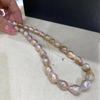 Natürliche barocke Süßwasserperlen, unregelmäßige Nugget Perlenstränge, DIY Schmuckherstellung, multicolor Perlen, große Beads, Boho Design