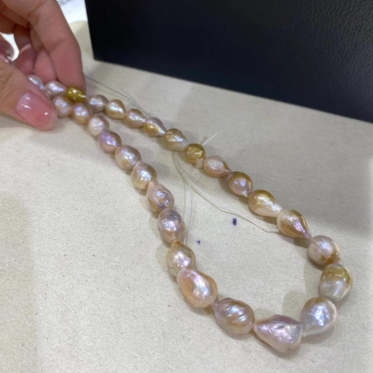Natürliche barocke Süßwasserperlen, unregelmäßige Nugget Perlenstränge, DIY Schmuckherstellung, multicolor Perlen, große Beads, Boho Design