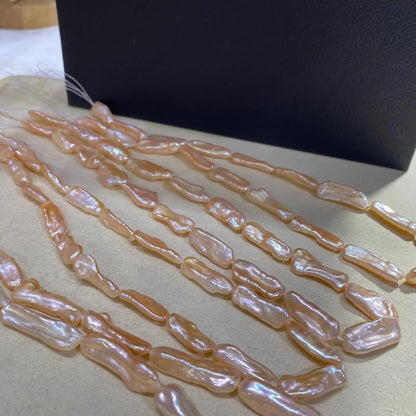 Handgefertigter Strang natürliche gold orange Biwa Stab Süßwasserperlen lange unregelmäßige Perlen für DIY Schmuck Halsketten Armbänder