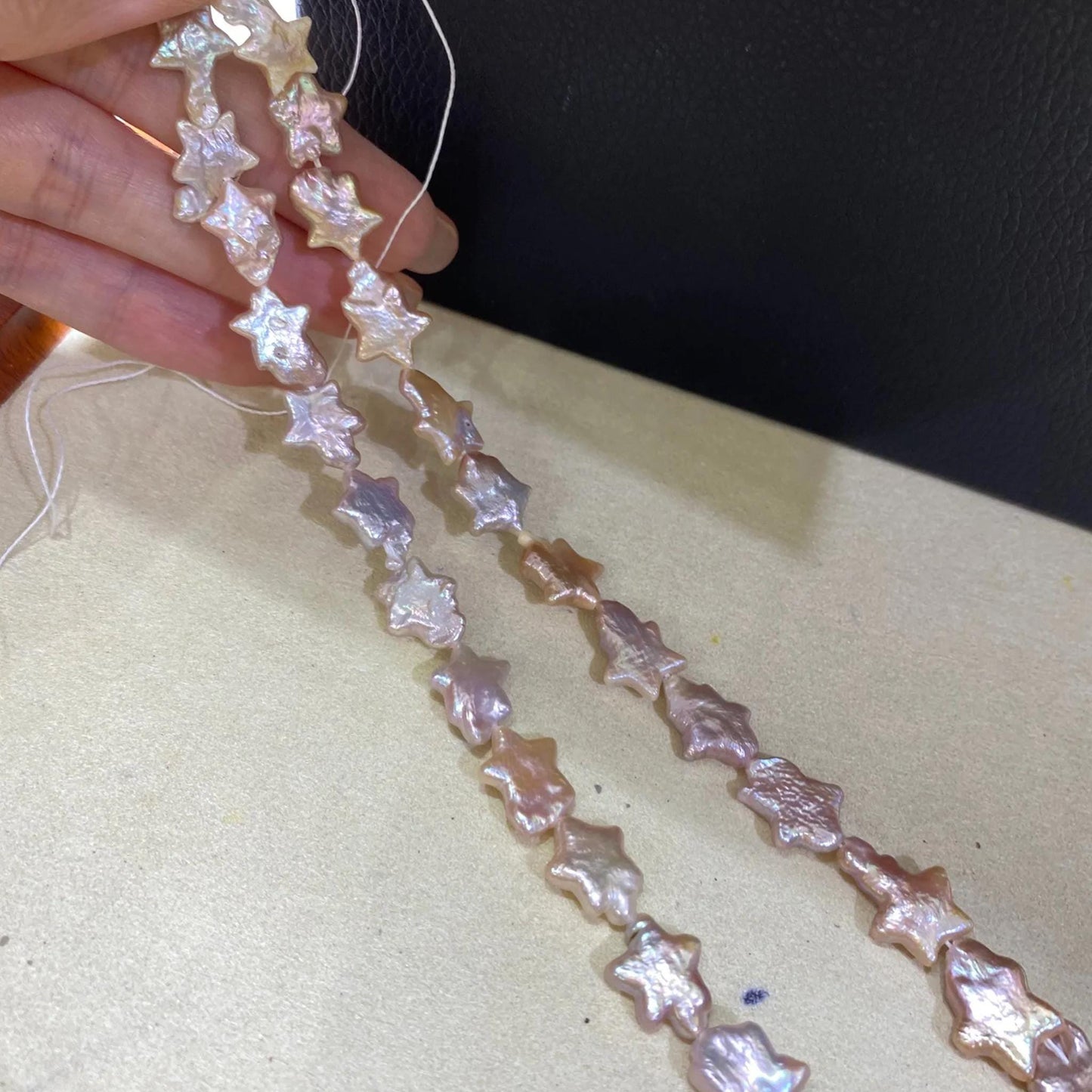 Handgefertigter Strang rosa Sternform Süßwasserperlen unregelmäßige Barockperlen lose Perlen für DIY Schmuck Halsketten Armbänder