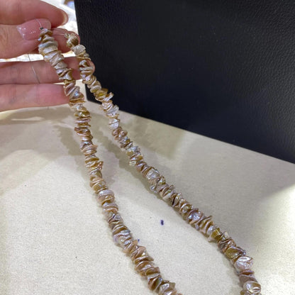 Handgefertigter Strang aus natürlichen unregelmäßigen blassrosa Barock Süßwasserperlen für DIY Schmuck Halsketten Armbänder Ohrringe