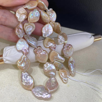 Handgemachte Irreguläre Pfirsich-Pink Süßwasserperlen Strang, Unregelmäßige Natürliche Perlen für Schmuckherstellung, Chunky Nugget Beads