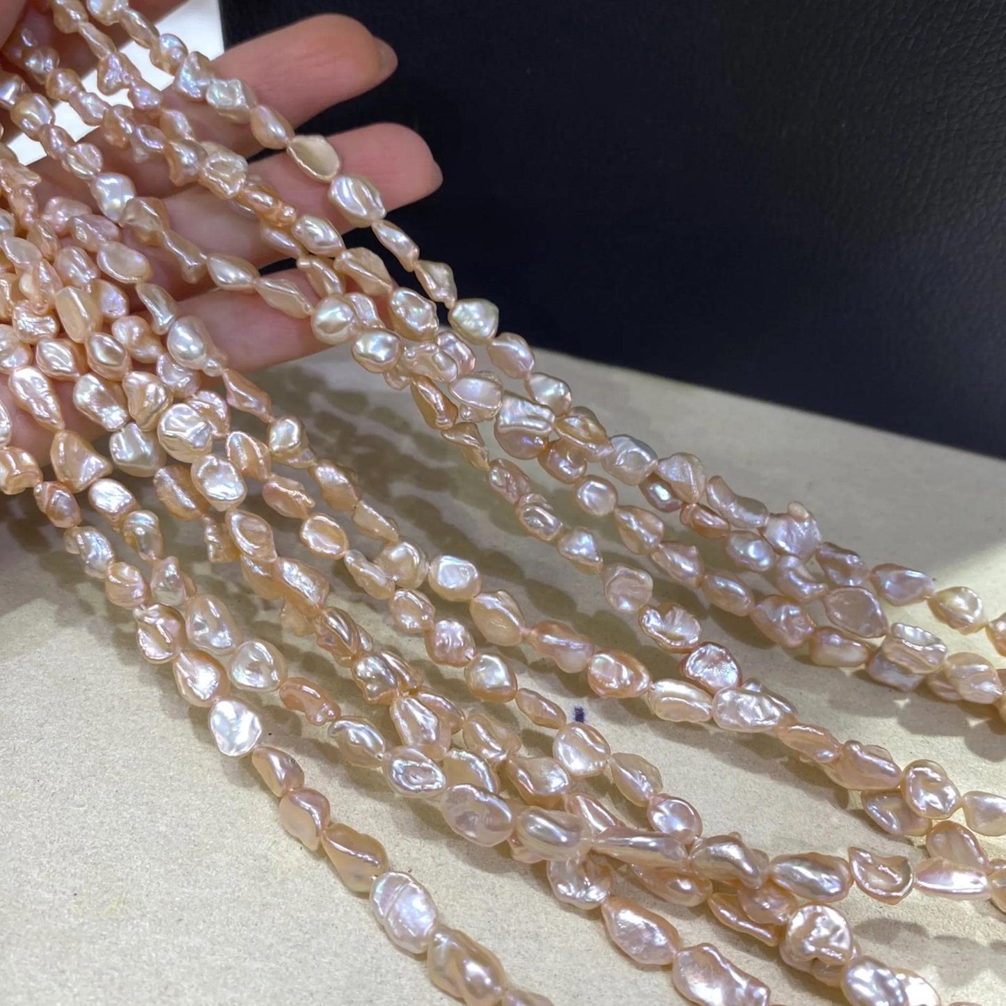 Handgemachte Unregelmäßige Pfirsich-Pink Süßwasserperlen Strang, Chunky Form Perlen für Schmuckherstellung, DIY Armband Halskette Ohrringe