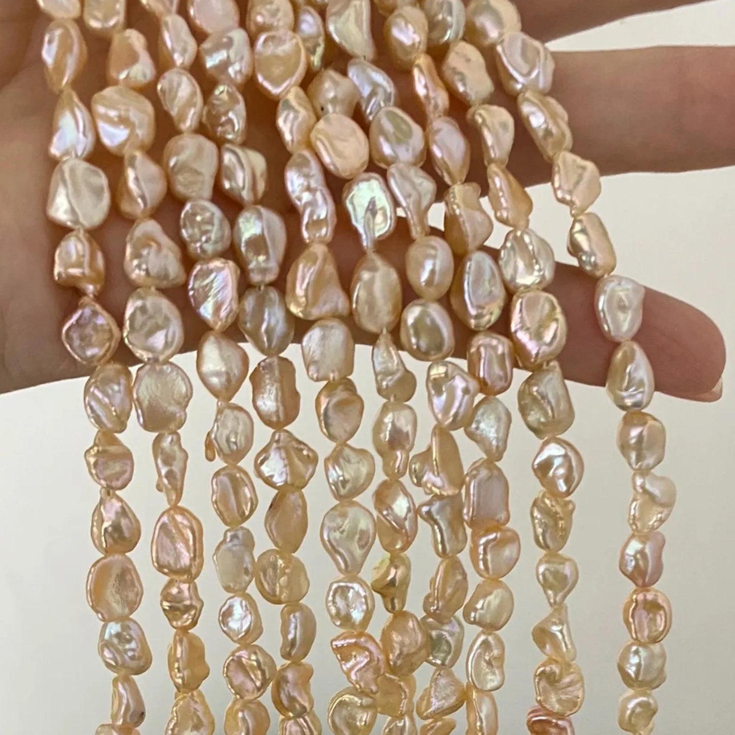 Handgemachte Unregelmäßige Pfirsich-Pink Süßwasserperlen Strang, Chunky Form Perlen für Schmuckherstellung, DIY Armband Halskette Ohrringe