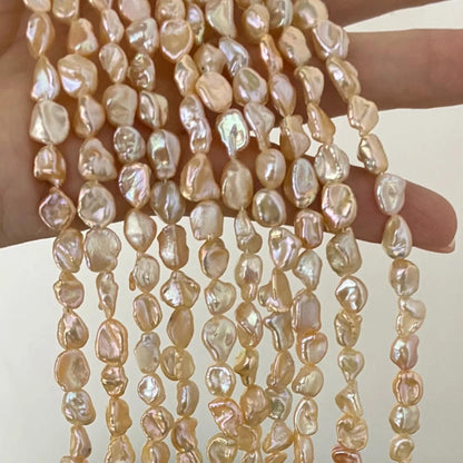 Handgemachte Unregelmäßige Pfirsich-Pink Süßwasserperlen Strang, Chunky Form Perlen für Schmuckherstellung, DIY Armband Halskette Ohrringe