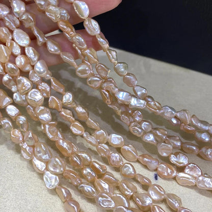 Handgemachte Unregelmäßige Pfirsich-Pink Süßwasserperlen Strang, Chunky Form Perlen für Schmuckherstellung, DIY Armband Halskette Ohrringe