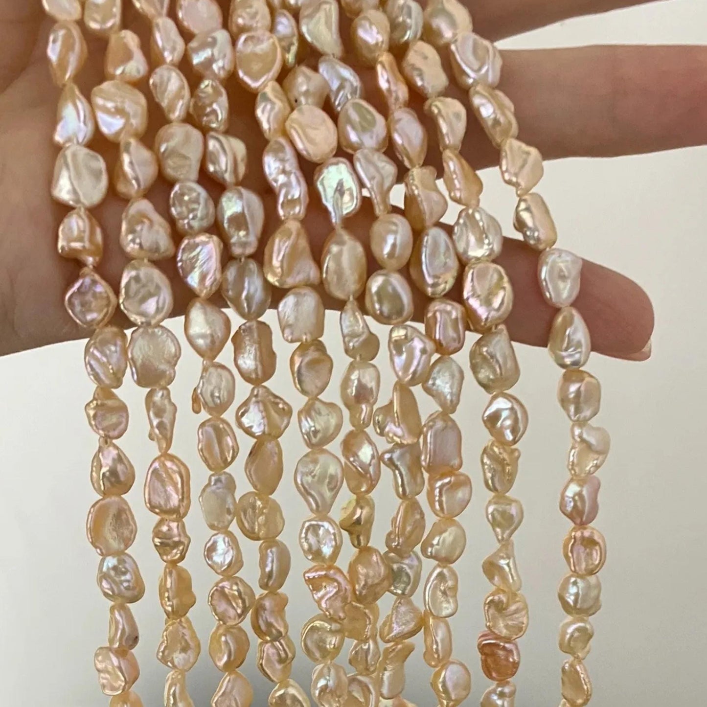 Handgemachte Unregelmäßige Pfirsich-Pink Süßwasserperlen Strang, Chunky Form Perlen für Schmuckherstellung, DIY Armband Halskette Ohrringe