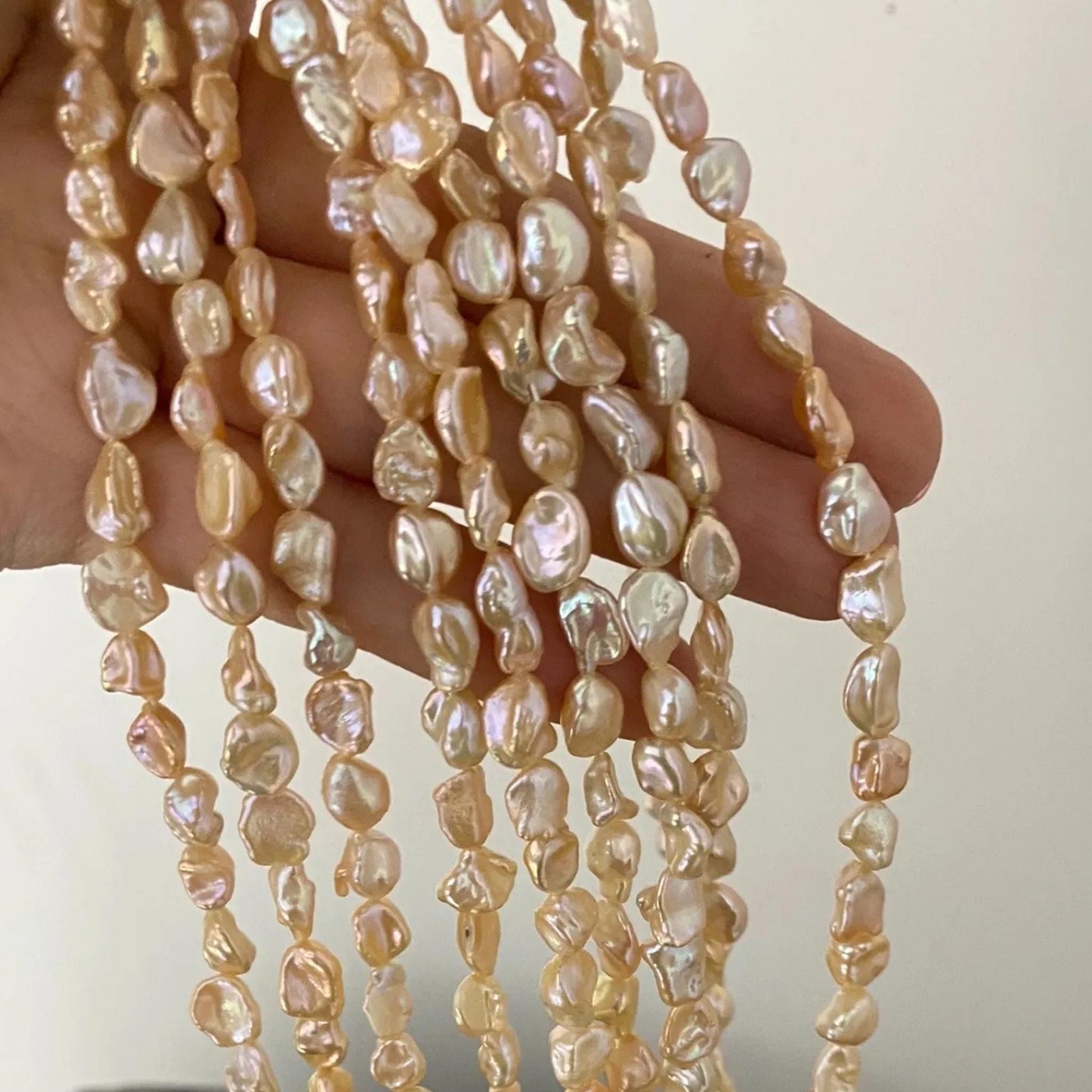 Handgemachte Unregelmäßige Pfirsich-Pink Süßwasserperlen Strang, Chunky Form Perlen für Schmuckherstellung, DIY Armband Halskette Ohrringe