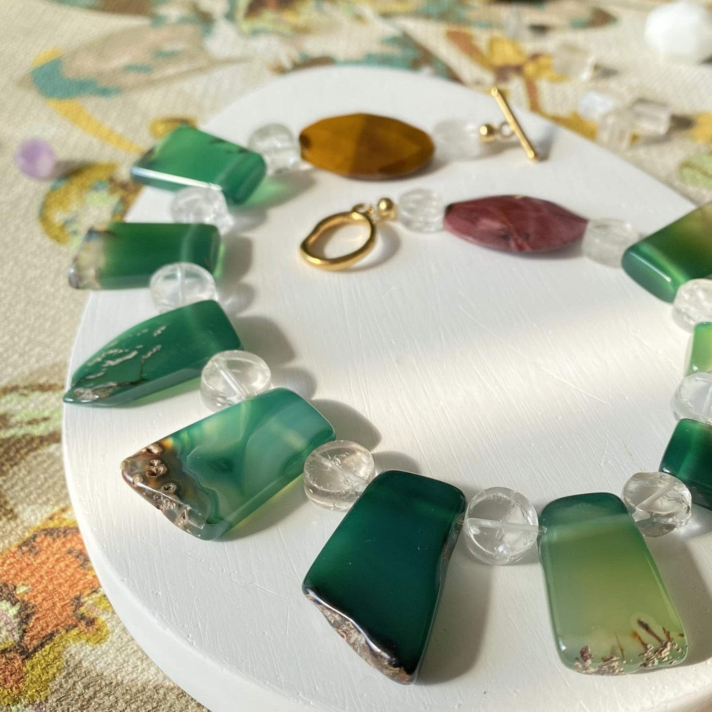 Statement Halskette aus grünem Achat · Natürlicher Kristall Choker · Handgefertigte Edelsteinkette · Geschenk für Frauen Boho Schmuck