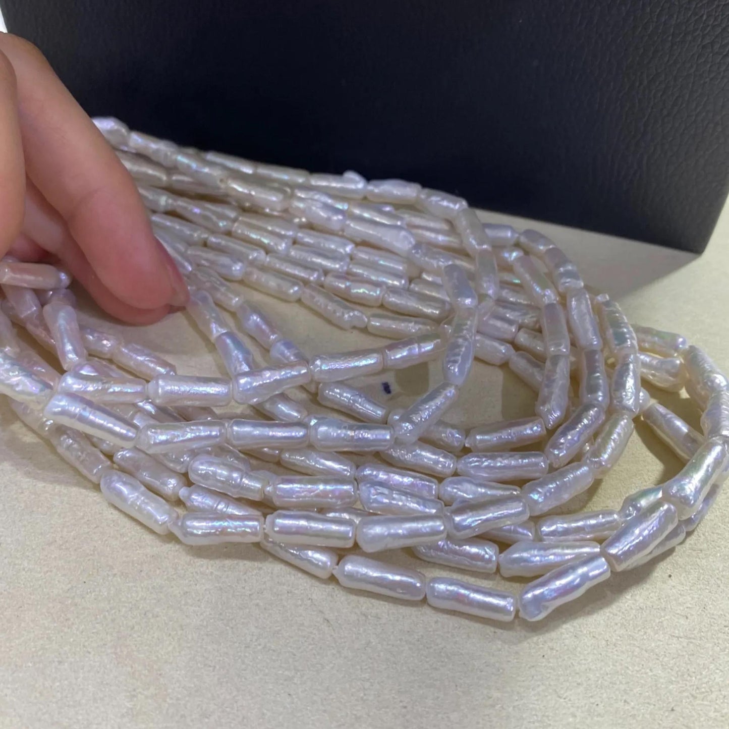 Natürliche Bambus-Süßwasserperlen, weiße längliche Perlen für DIY Schmuck, unregelmäßige Nuggetperlen
