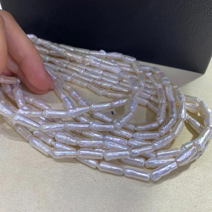 Natürliche Bambus-Süßwasserperlen, weiße längliche Perlen für DIY Schmuck, unregelmäßige Nuggetperlen