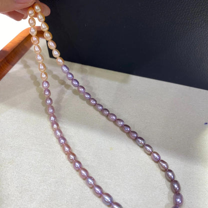 Natürliche Farbverlauf Süßwasserperlen Strang für DIY Schmuck, Reisform Perlen Lila bis Pfirsich, Oval Beads Handarbeit Basteln